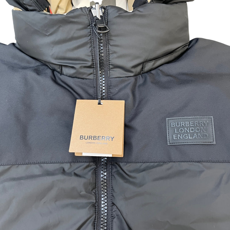 Men's Reversible Check Down Jacket Beige Size XL