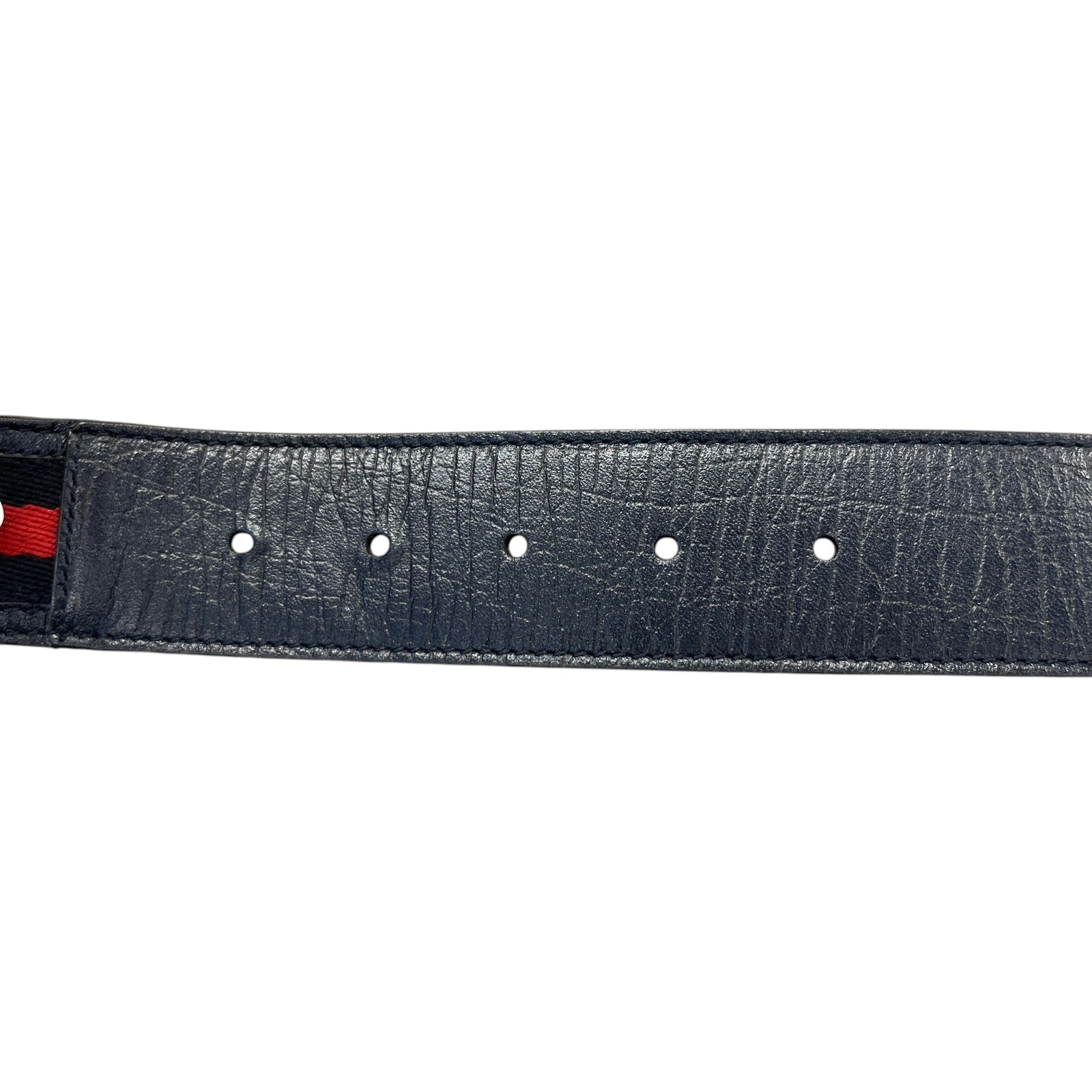 Men's Interlocking G Web Belt Navy Size 30" - Photo 7