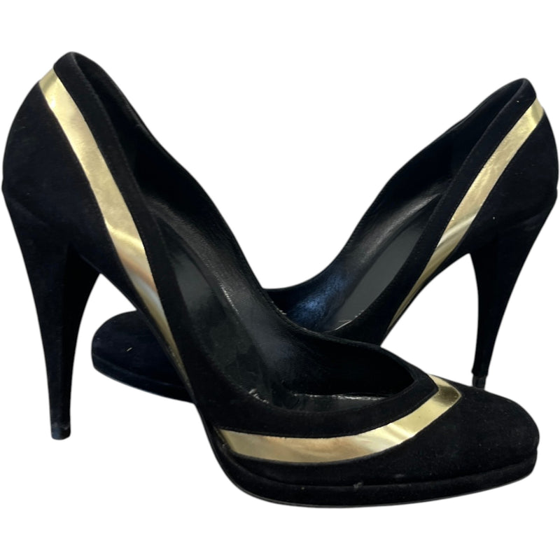 Women's Metallic Chevron Heels Black Size EU 39 / UK 6