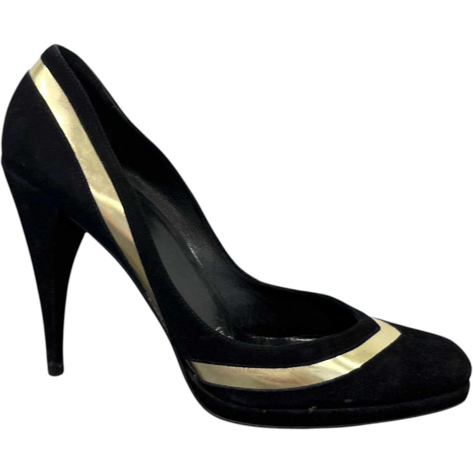 Women's Metallic Chevron Heels Black Size EU 39 / UK 6 - Photo 1