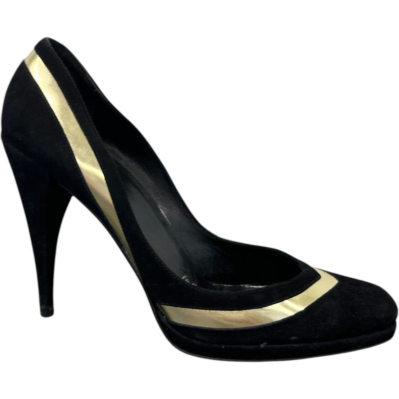 Women's Metallic Chevron Heels Black Size EU 39 / UK 6