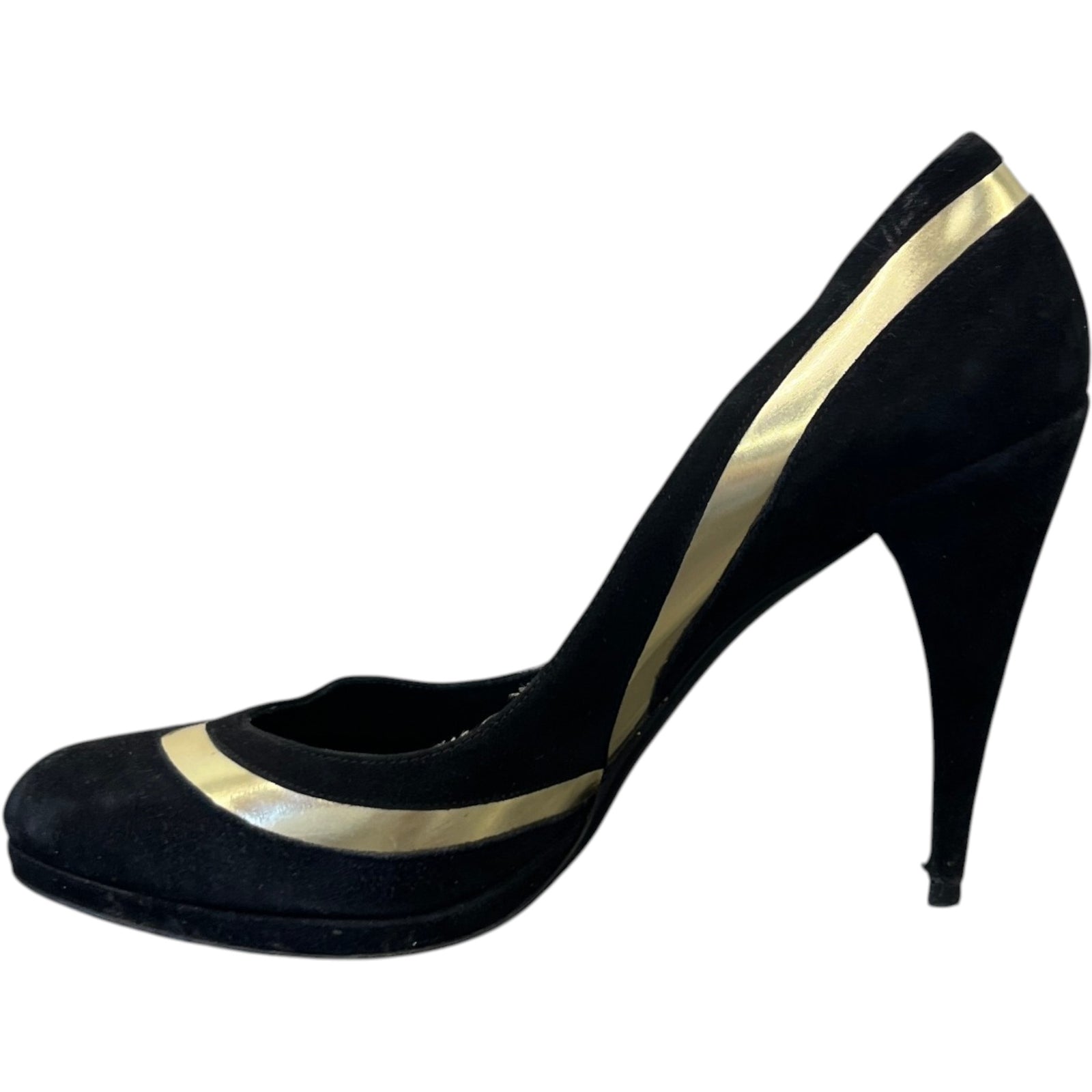 Women's Metallic Chevron Heels Black Size EU 39 / UK 6 - Photo 2