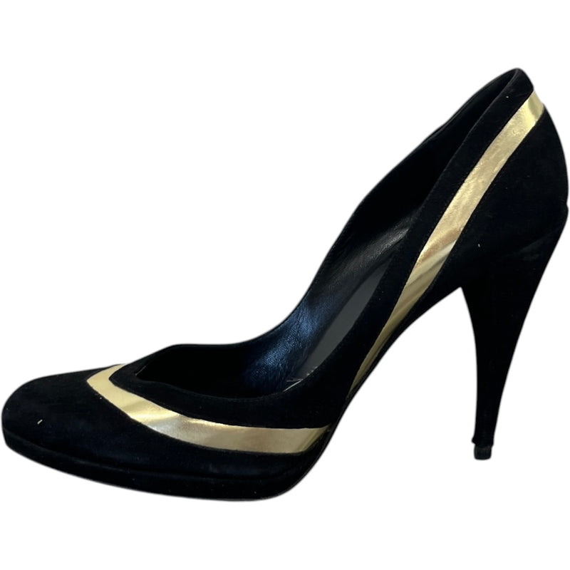 Women's Metallic Chevron Heels Black Size EU 39 / UK 6