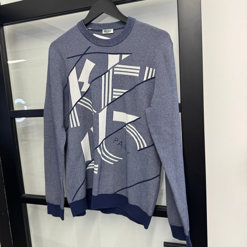 Men's Embroidered Logo Sweatshirt Blue Size M