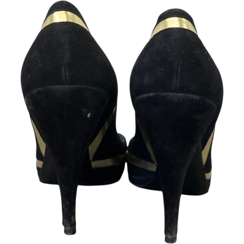 Women's Metallic Chevron Heels Black Size EU 39 / UK 6