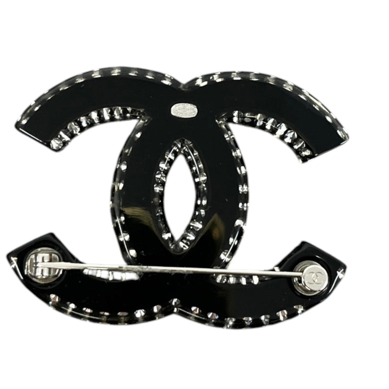 Women's Cc Logo Brooch Black