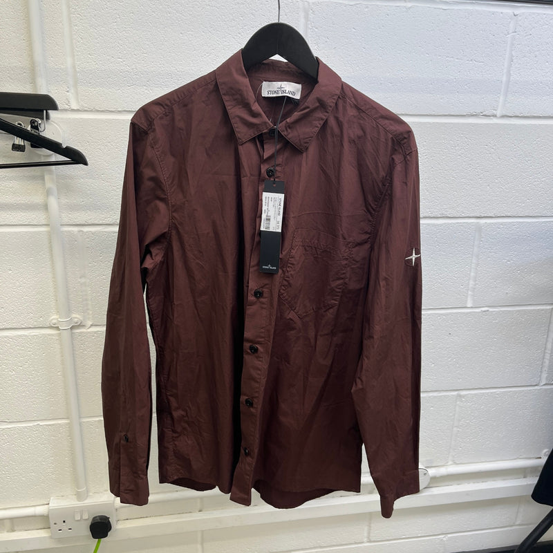Men's Compass Logo Long Sleeve Shirt Burgundy Size XL