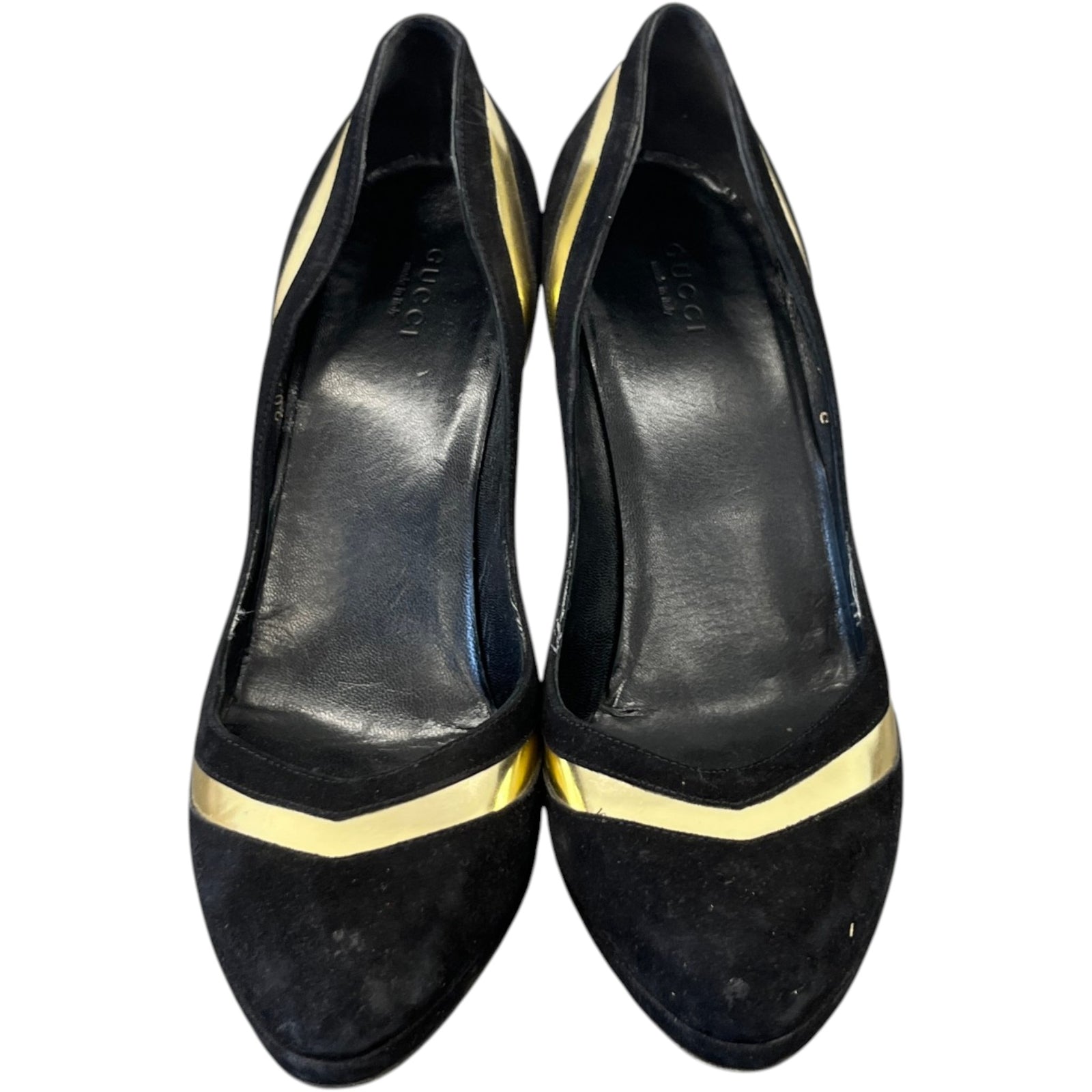 Women's Metallic Chevron Heels Black Size EU 39 / UK 6 - Photo 6