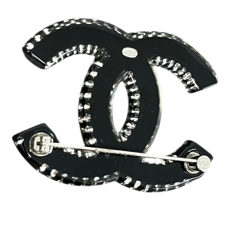 Women's Cc Logo Brooch Black
