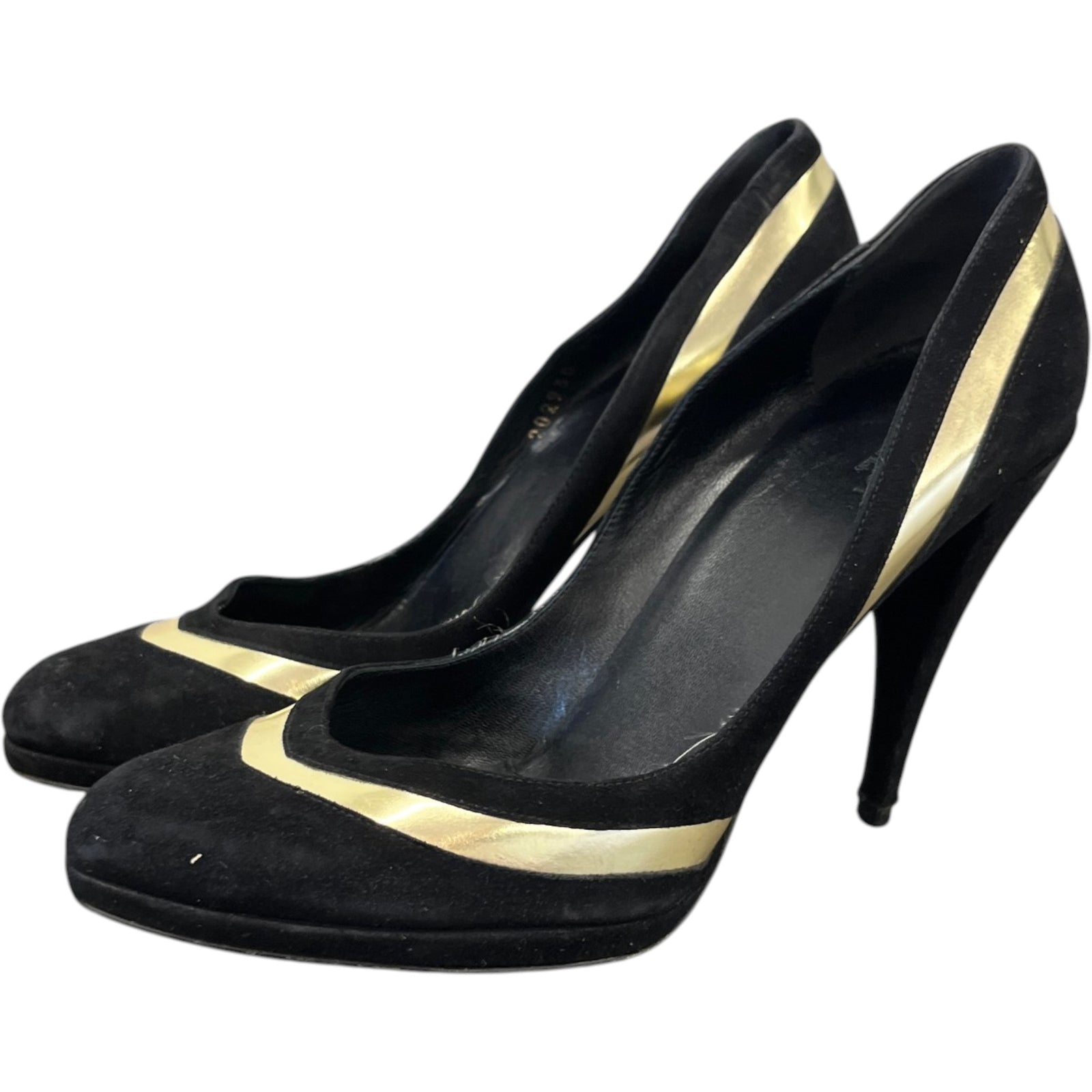 Women's Metallic Chevron Heels Black Size EU 39 / UK 6 - Photo 9