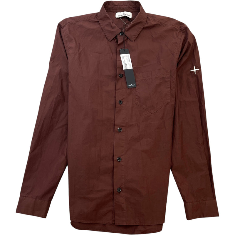 Men's Compass Logo Long Sleeve Shirt Burgundy Size XL
