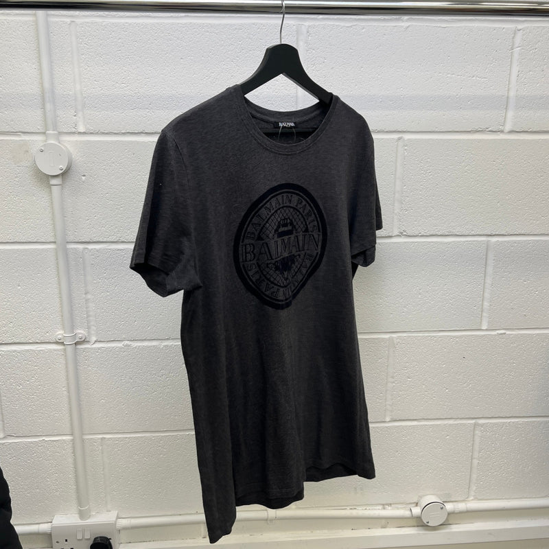 Men's Logo Print T-Shirt Charcoal Size L