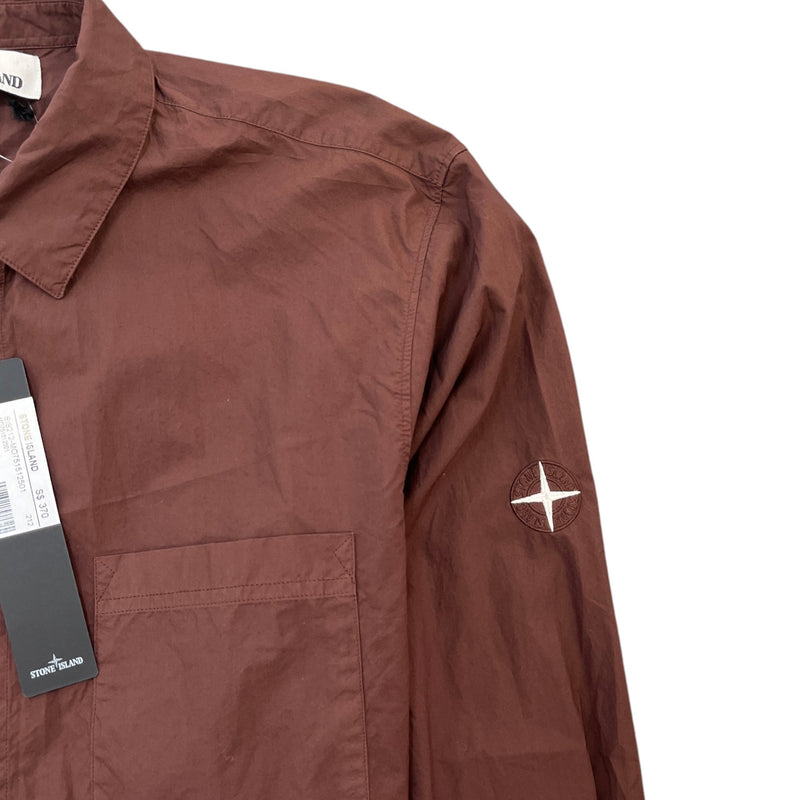 Men's Compass Logo Long Sleeve Shirt Burgundy Size XL