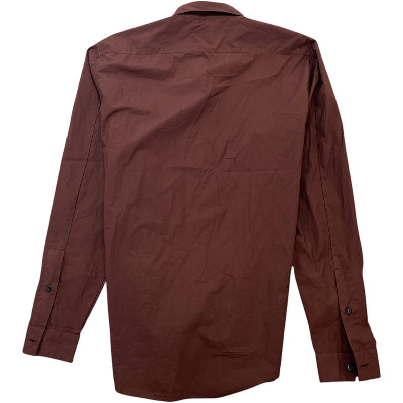 Men's Compass Logo Long Sleeve Shirt Burgundy Size XL