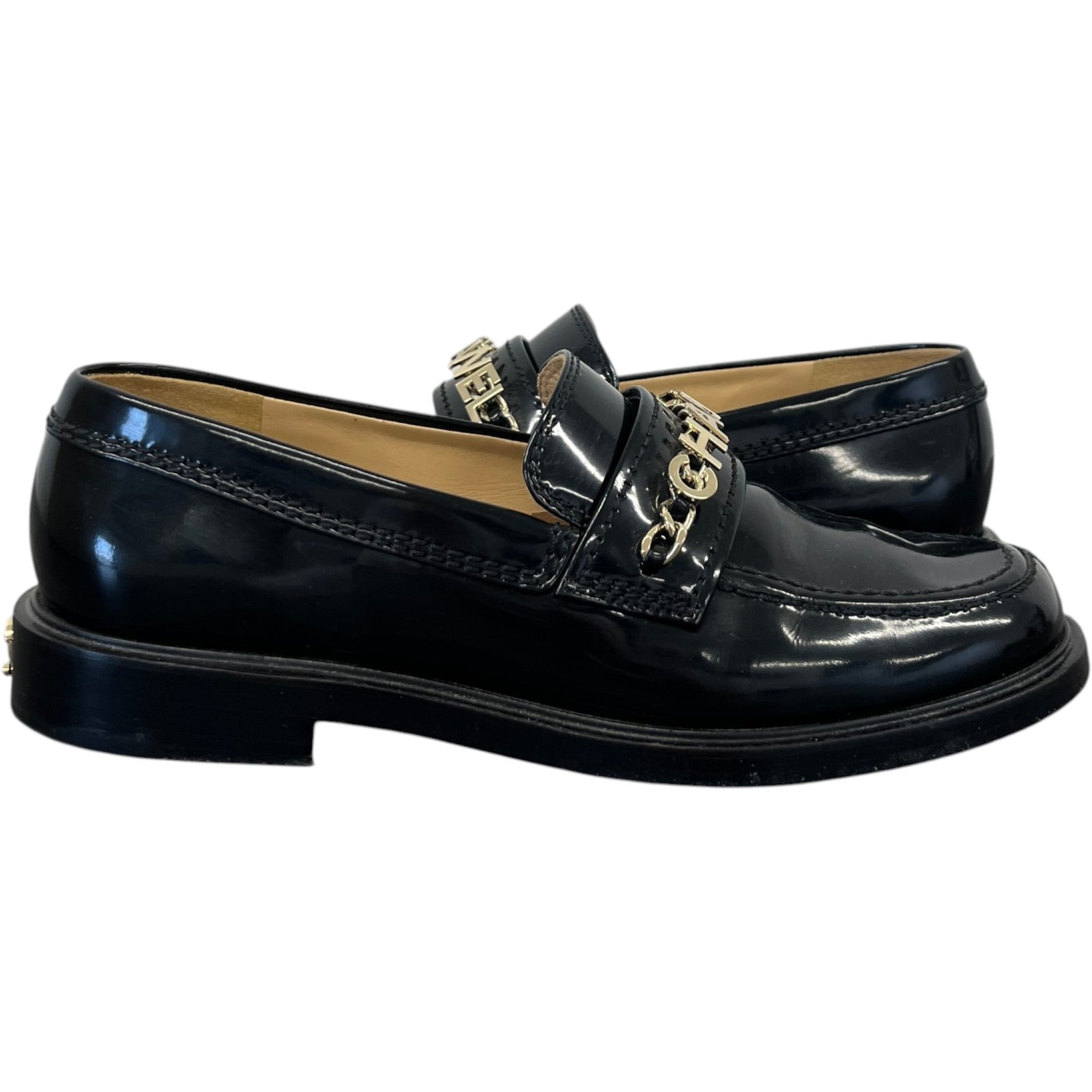Women's Chain Logo Loafers Black Size EU 37.5 / UK 4.5 - Photo 3