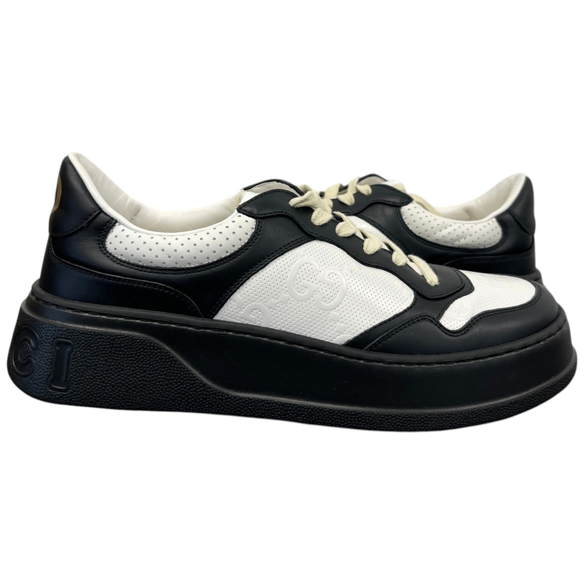 Men's Embossed GG Logo Low Trainers Black Size UK 8 / EU 42 - Photo 3