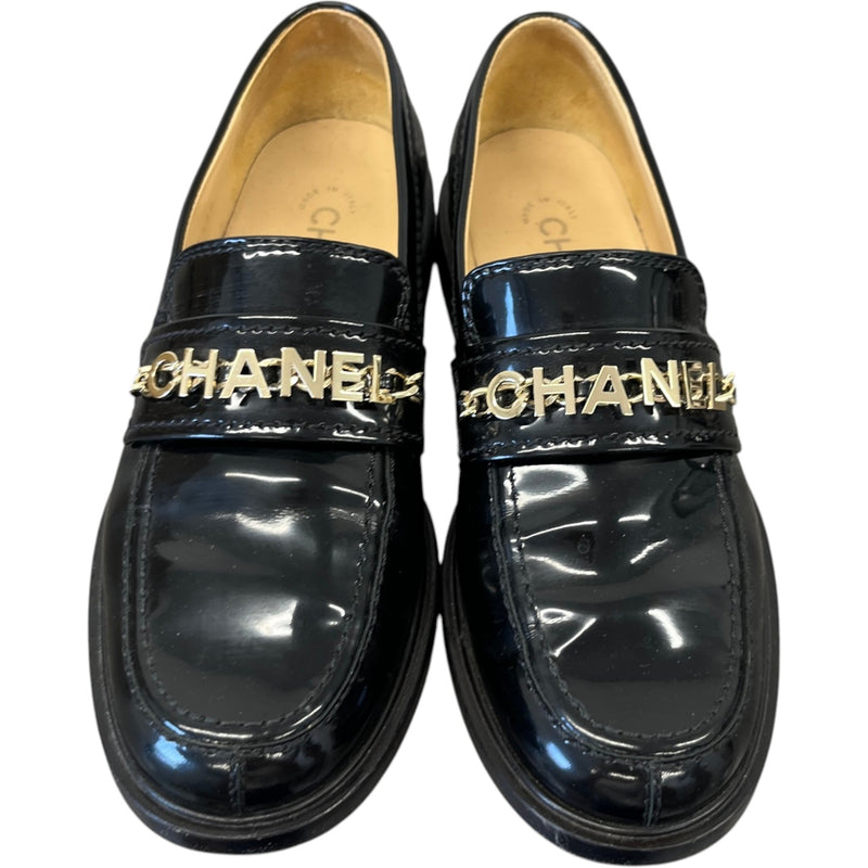 Women's Chain Logo Loafers Black Size EU 37.5 / UK 4.5