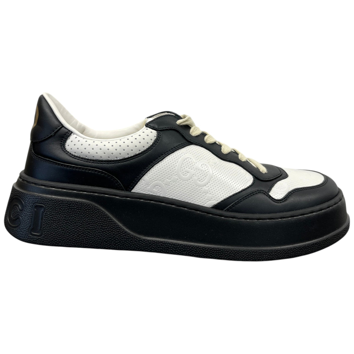 Men's Embossed GG Logo Low Trainers Black Size UK 8 / EU 42 - Photo 1