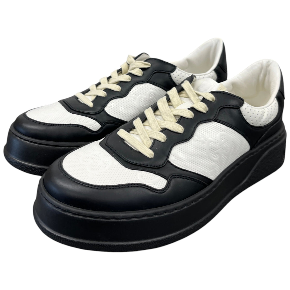 Men's Embossed GG Logo Low Trainers Black Size UK 8 / EU 42 - Photo 9