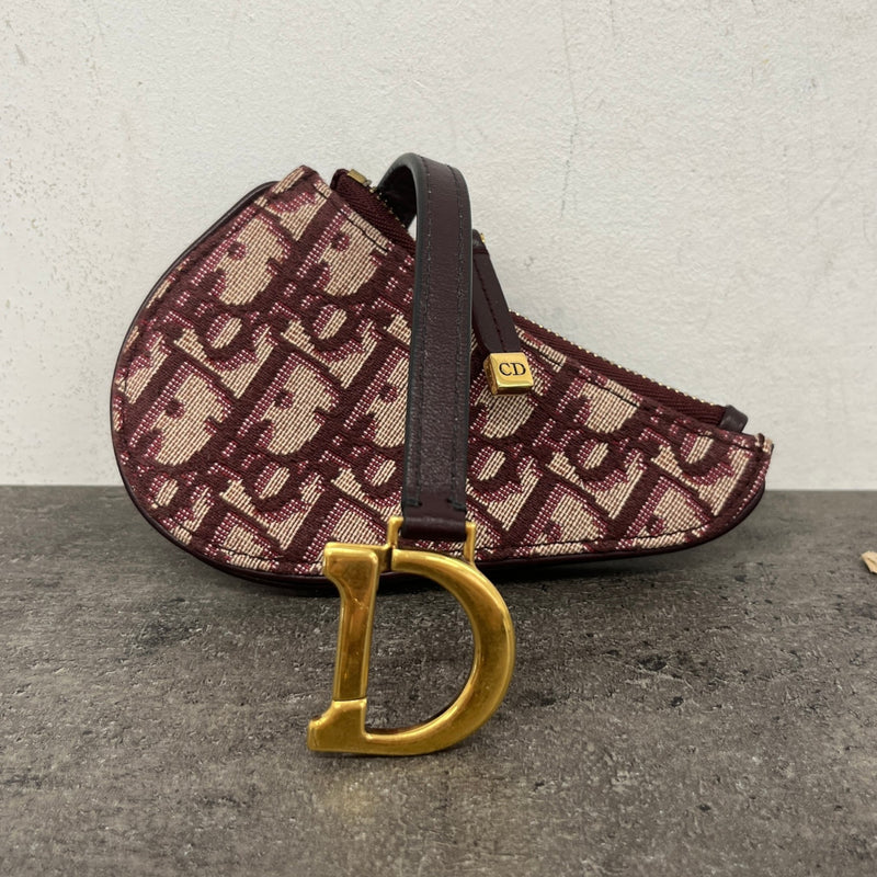 Women's Mini Oblique Saddle Keyring Burgundy