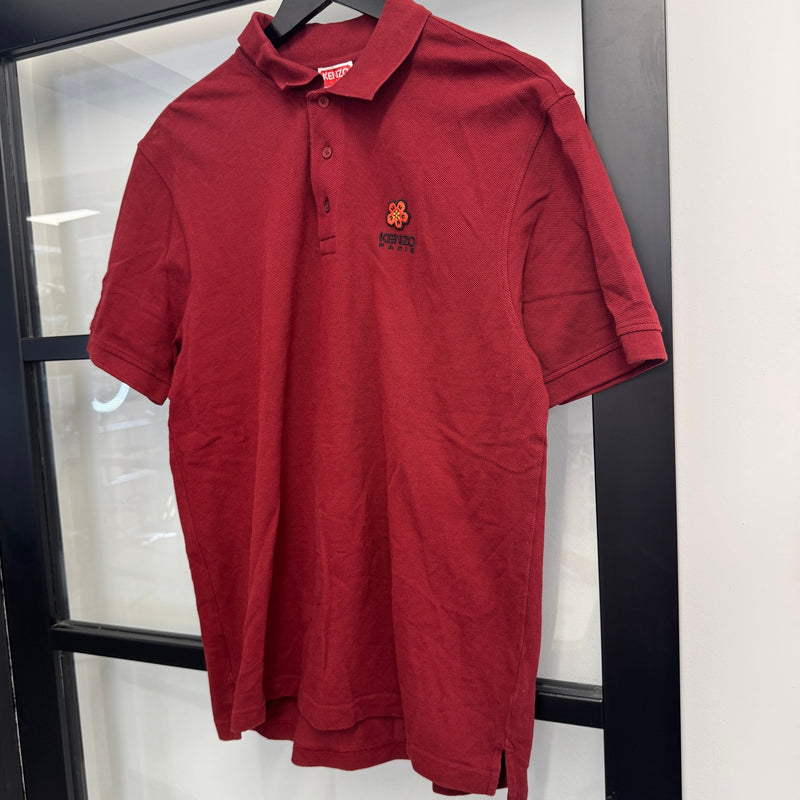Men's Embroidered Logo Polo Shirt Burgundy Size M