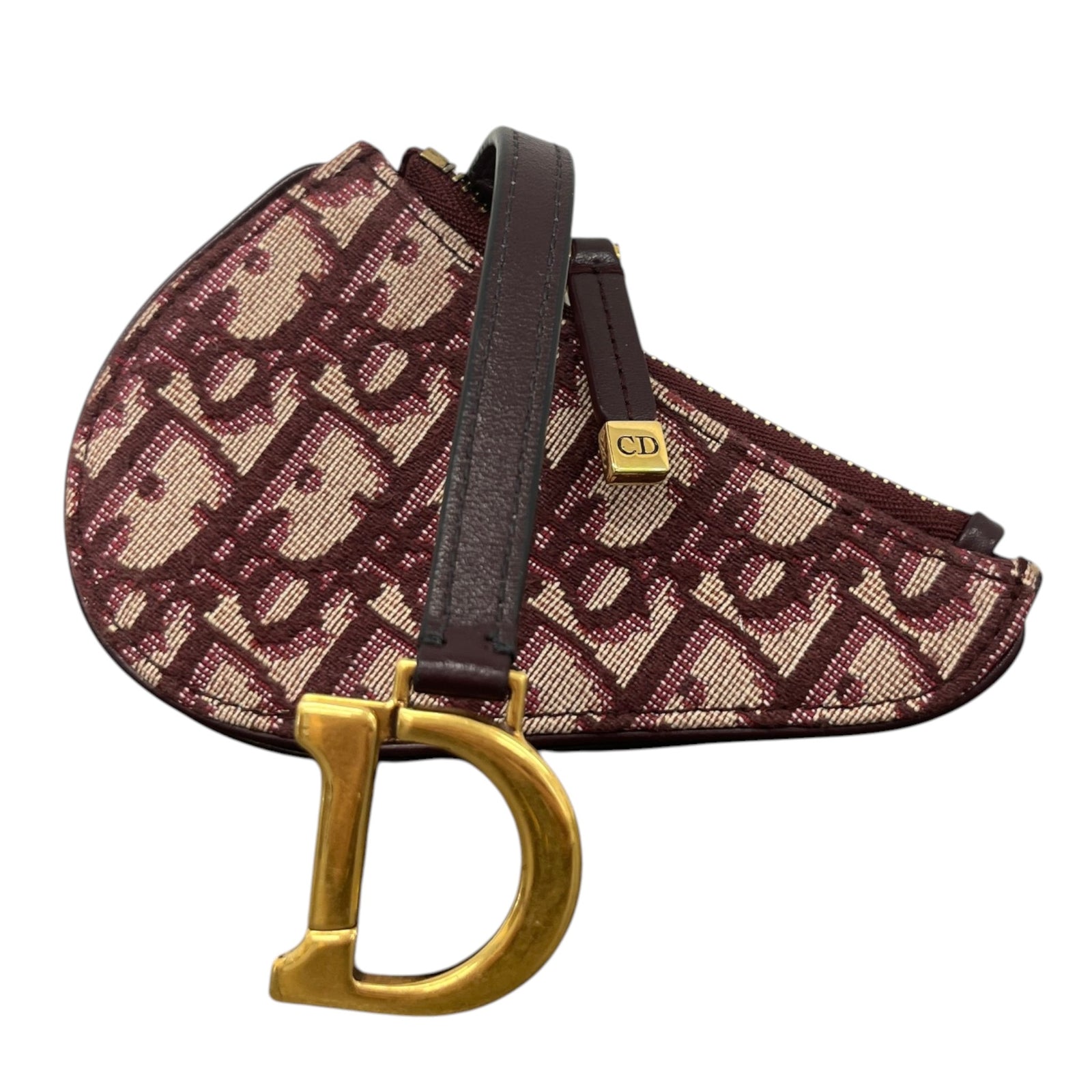 Women's Mini Oblique Saddle Keyring Burgundy - Photo 1