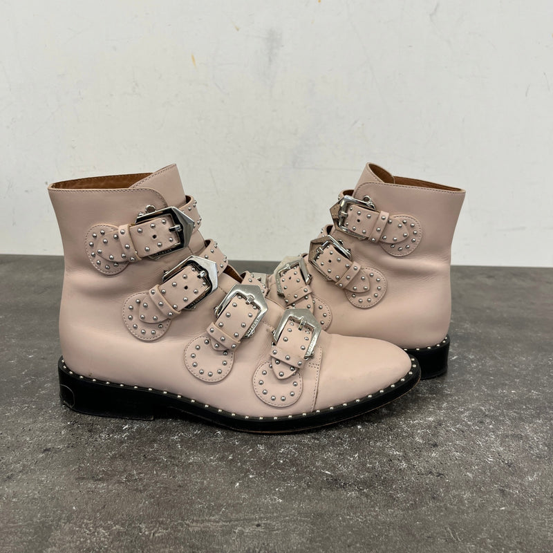 Women's Studded Buckled Ankle Boots Nude Size UK 6 / EU 39