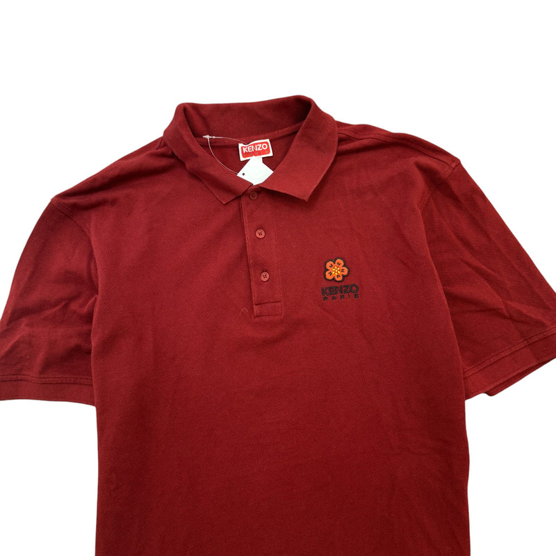 Men's Embroidered Logo Polo Shirt Burgundy Size M