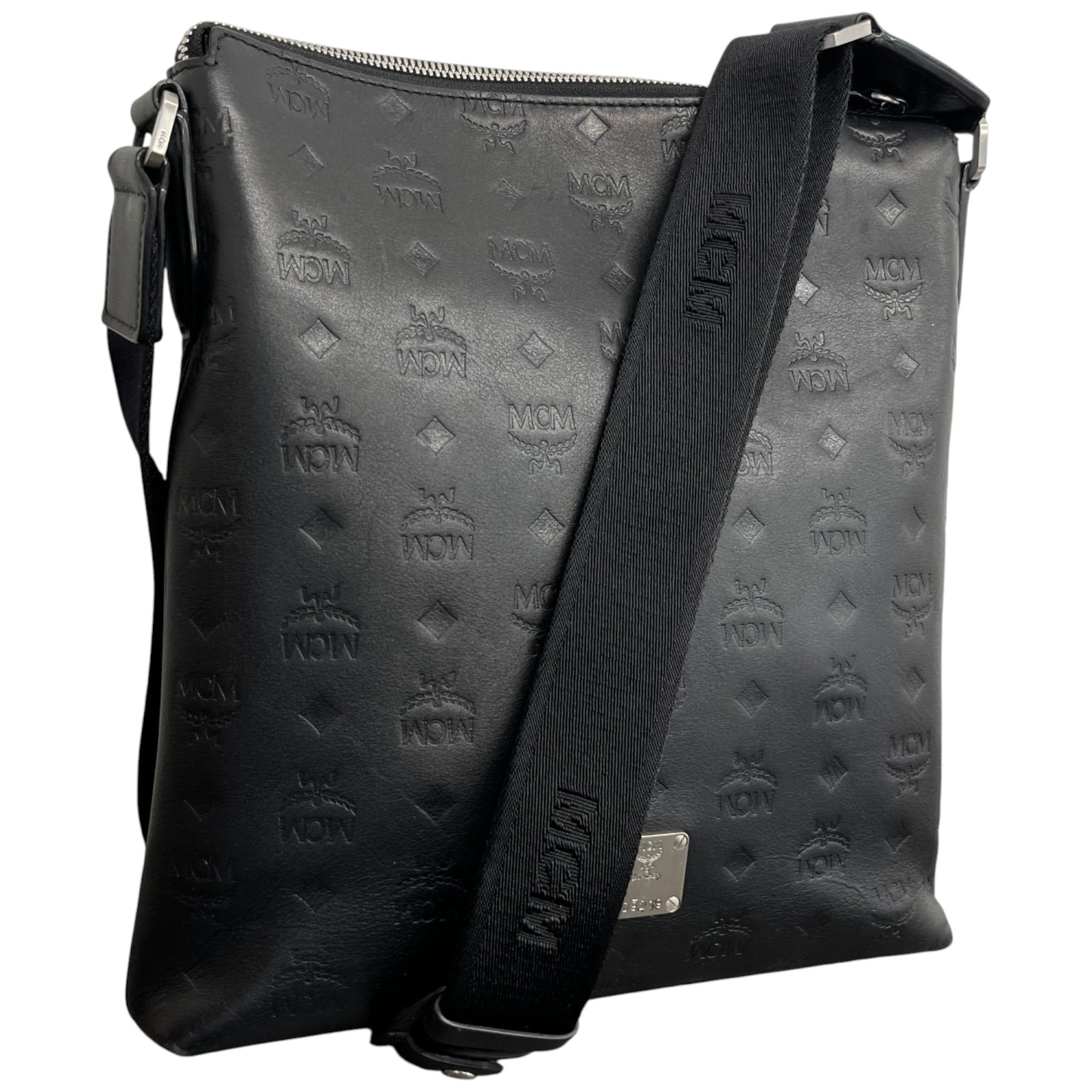 Men's Monogram Logo Messenger Bag Black - Photo 4