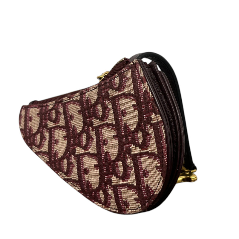 Women's Mini Oblique Saddle Keyring Burgundy