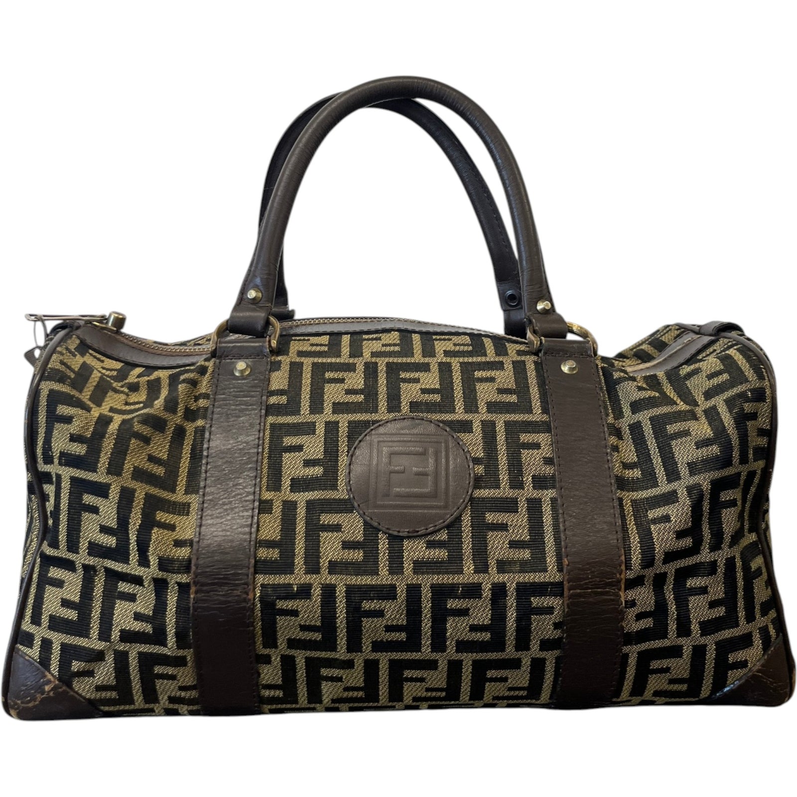 Women's Vintage Ff Zucca Boston Bag Brown - Photo 1