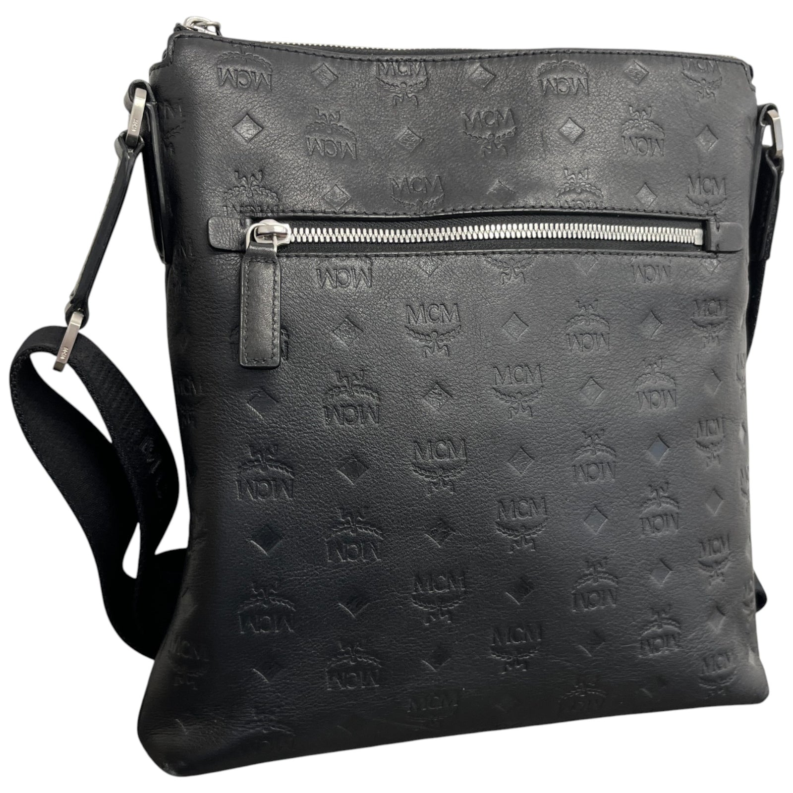 Men's Monogram Logo Messenger Bag Black - Photo 8