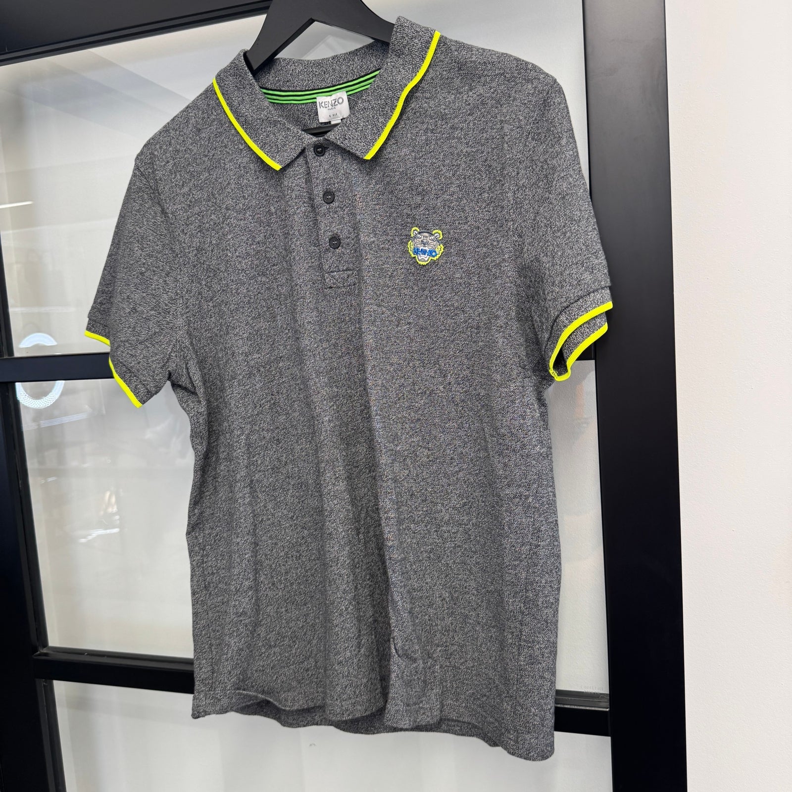 Men's Embroidered Logo Polo Shirt Grey Size L - Photo 7
