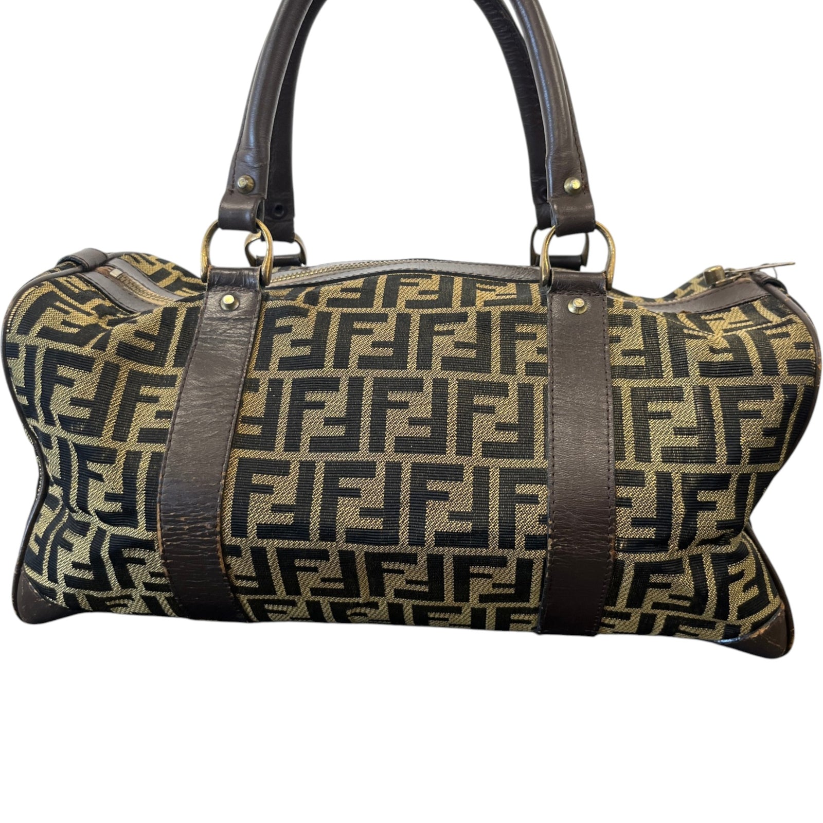 Women's Vintage Ff Zucca Boston Bag Brown - Photo 3