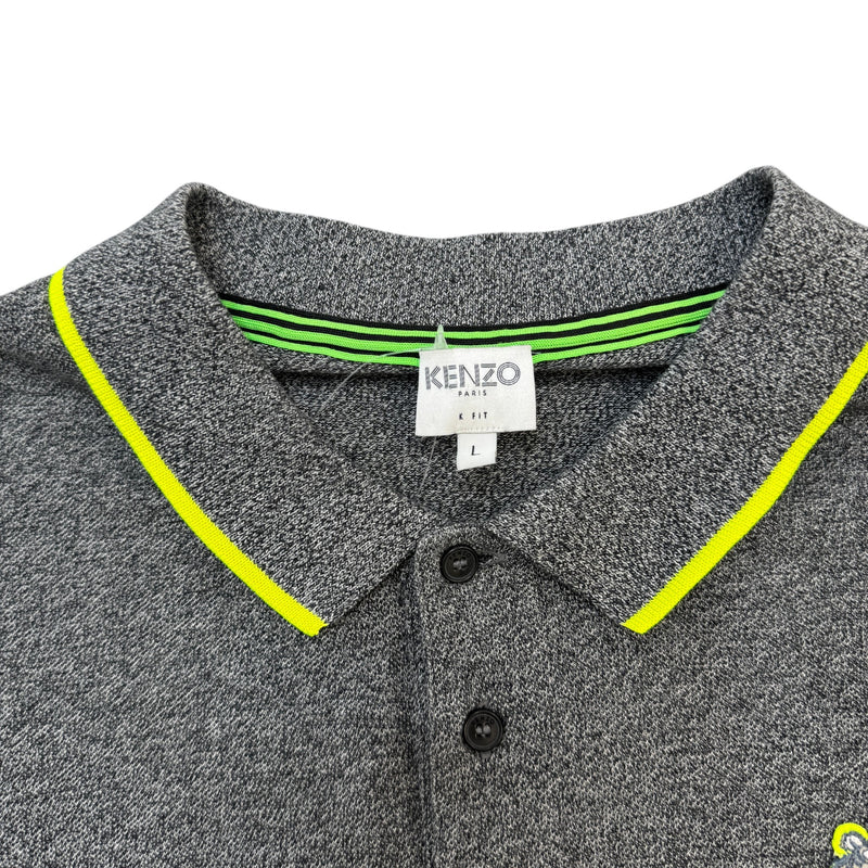 Men's Embroidered Logo Polo Shirt Grey Size L