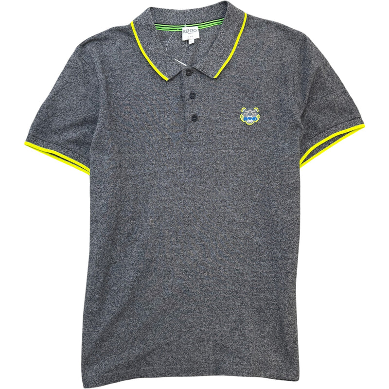 Men's Embroidered Logo Polo Shirt Grey Size L