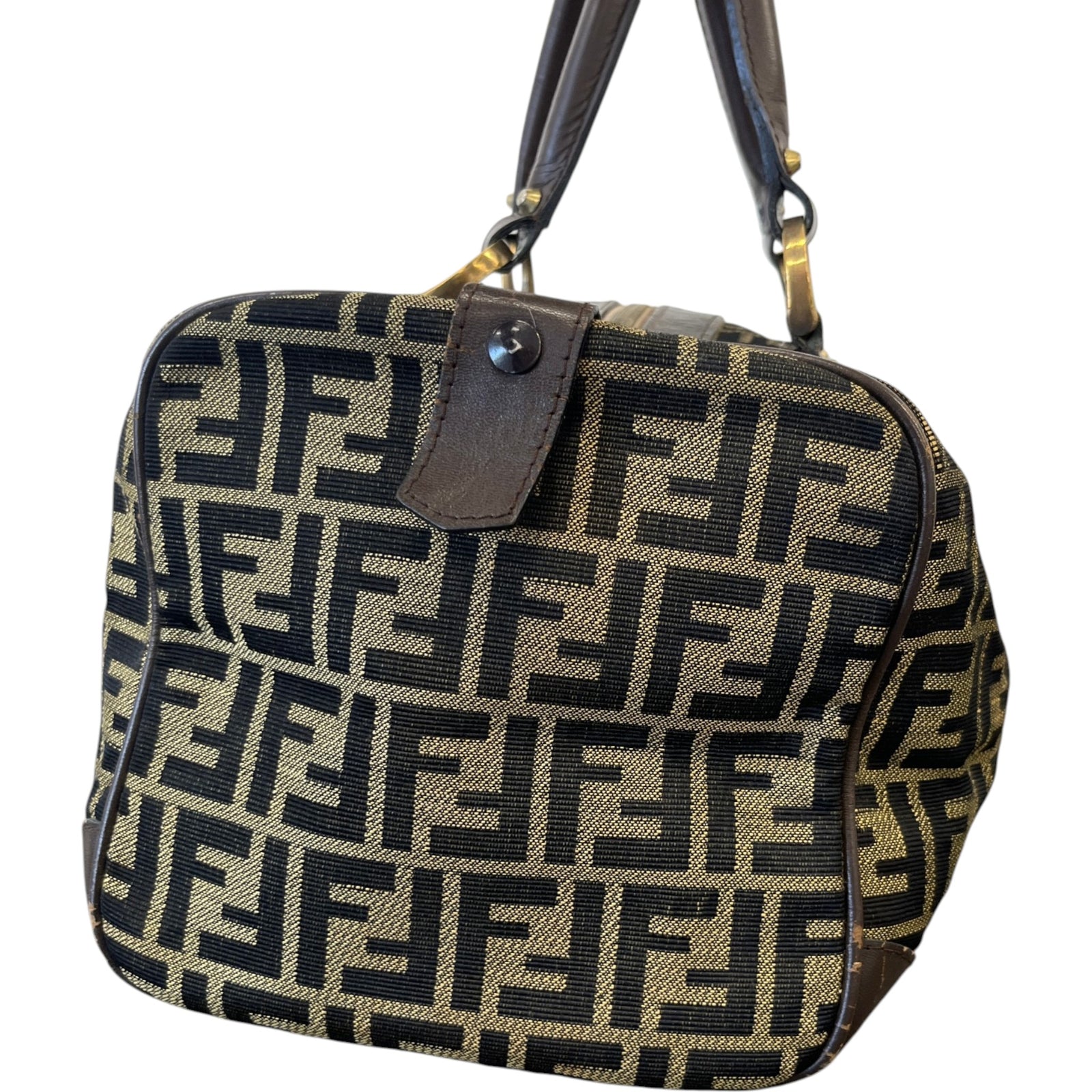 Women's Vintage Ff Zucca Boston Bag Brown - Photo 6