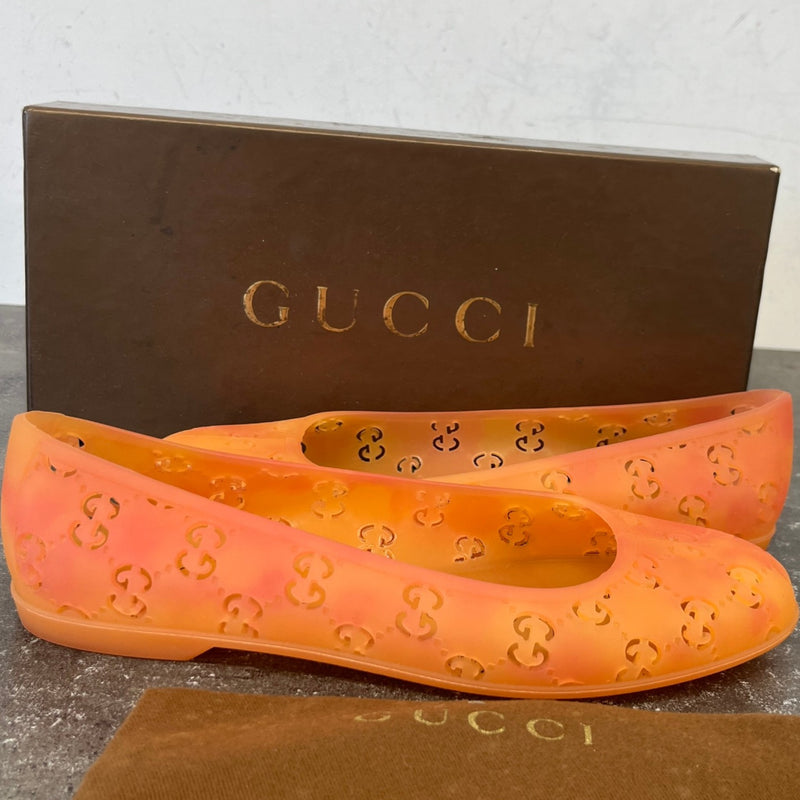 Women's GG Jelly Ballet Flats Sandals Orange Size UK 3 / EU 36