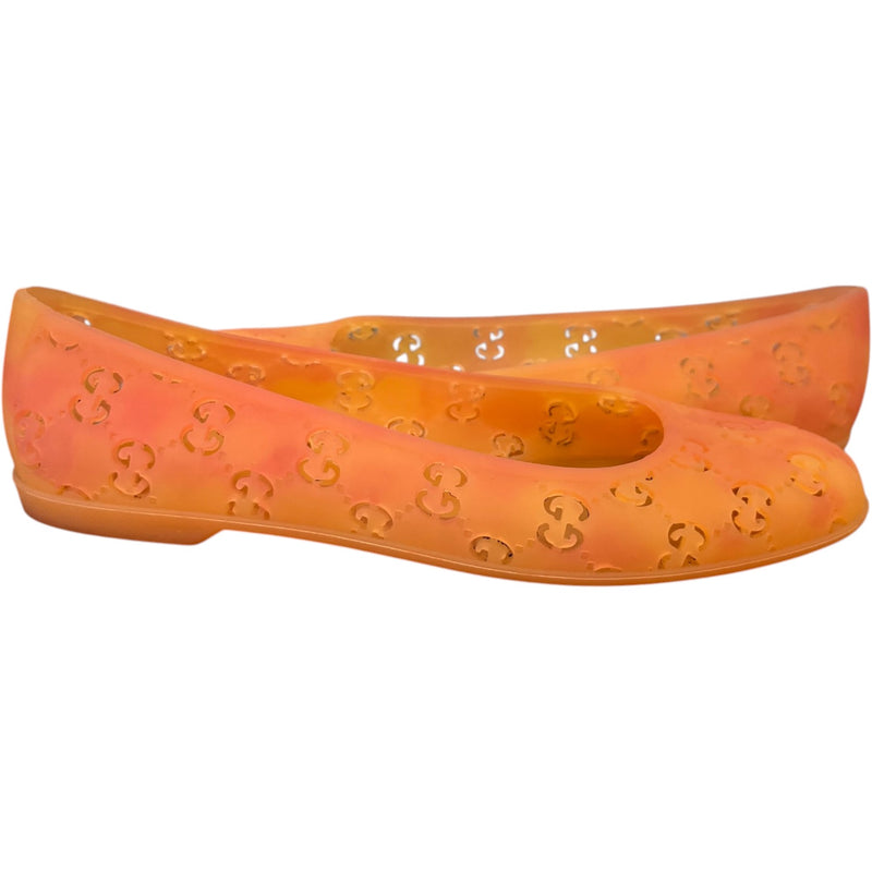 Women's GG Jelly Ballet Flats Sandals Orange Size UK 3 / EU 36