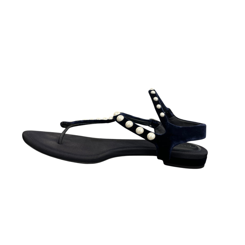 Women's Faux Pearl Embellished Sandals Navy Size EU 36.5 / UK 3.5