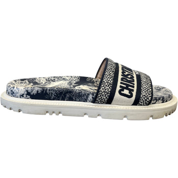Women's Dway Toile De Jouy Slides Navy Size EU 37.5 / UK 4.5