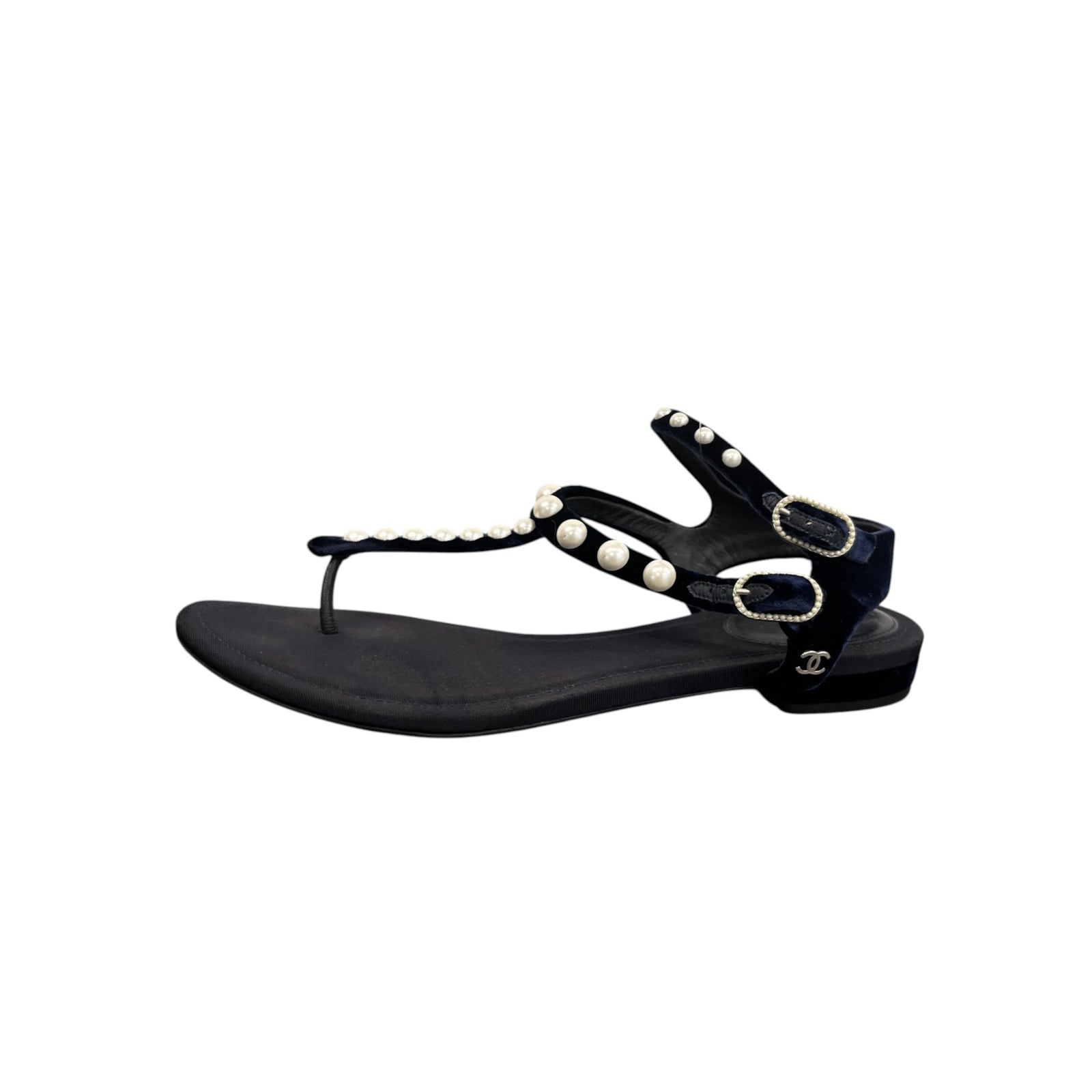 Women's Faux Pearl Embellished Sandals Navy Size EU 36.5 / UK 3.5 - Photo 5