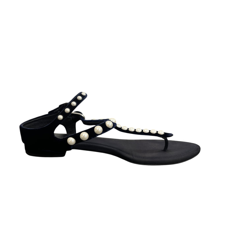Women's Faux Pearl Embellished Sandals Navy Size EU 36.5 / UK 3.5