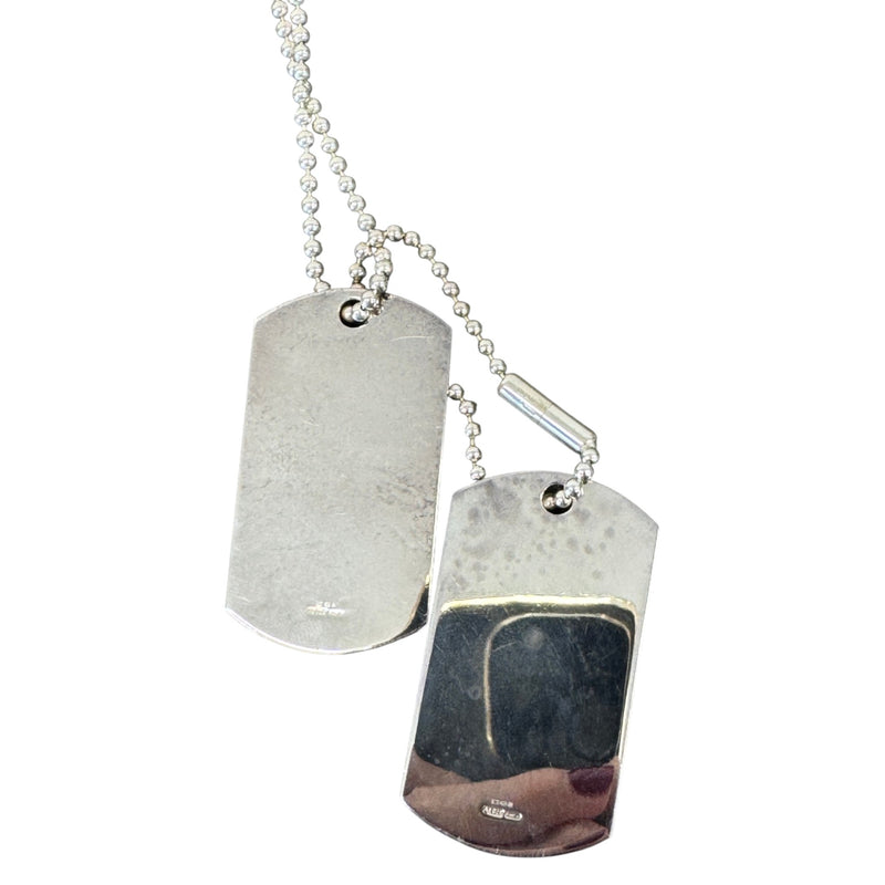 Men's Double Dog Tag Necklace Silver