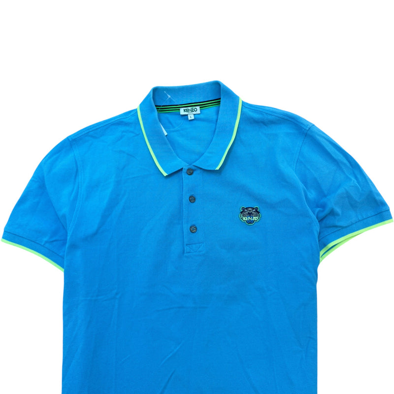 Men's Embroidered Logo Polo Shirt Blue Size L