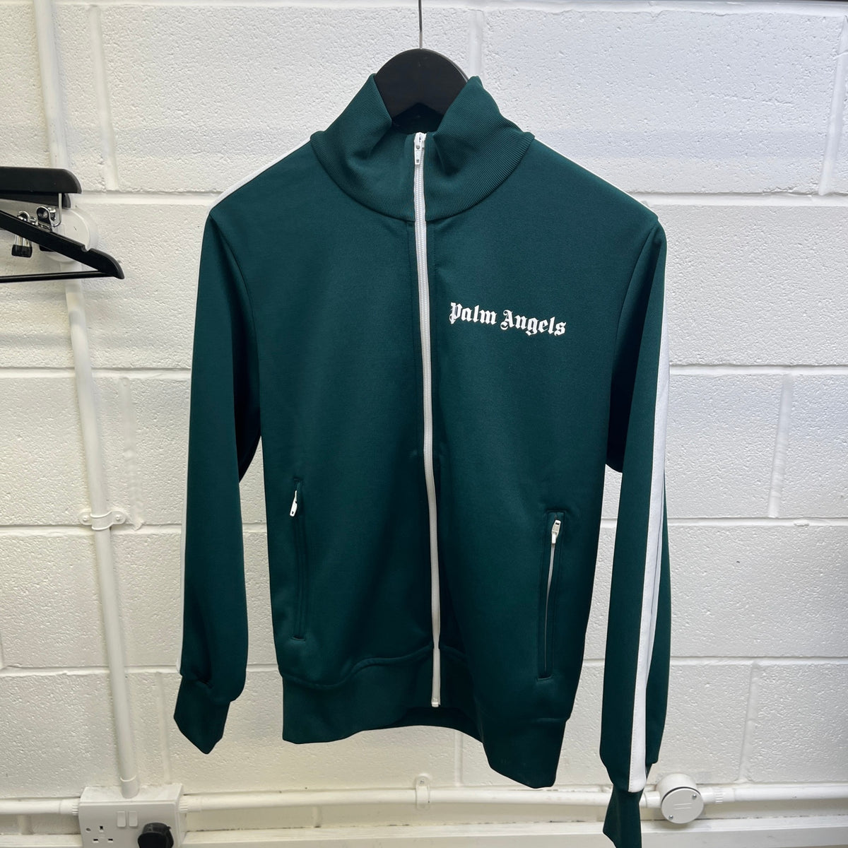 Men's Logo Print Track Jacket Green Size S - Photo 7