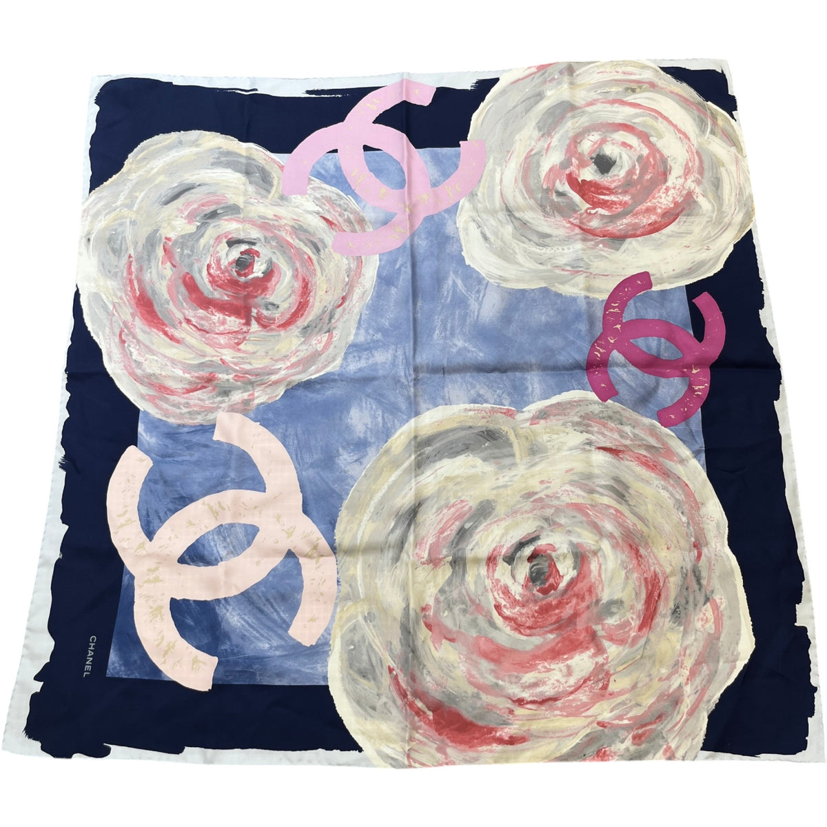 Women's CC Logo Floral Scarf Blue - Photo 1