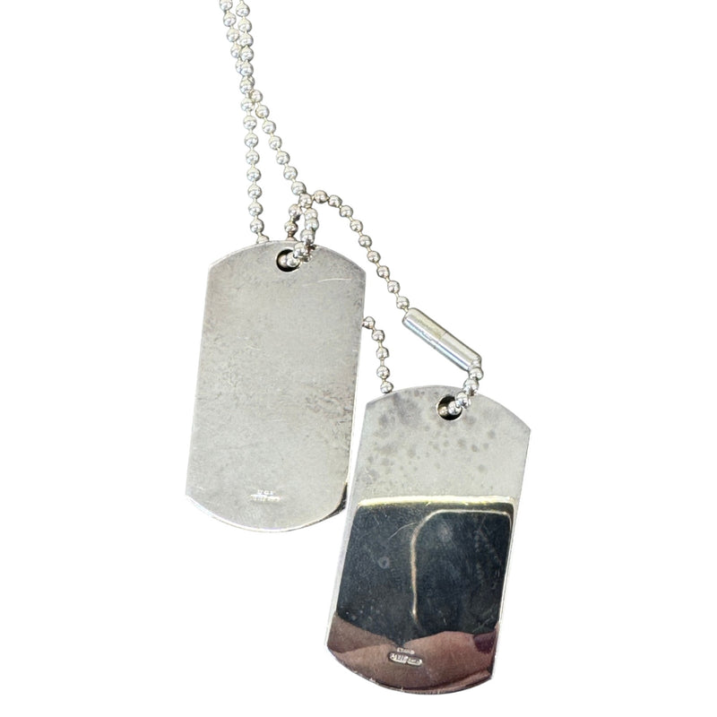 Men's Double Dog Tag Necklace Silver