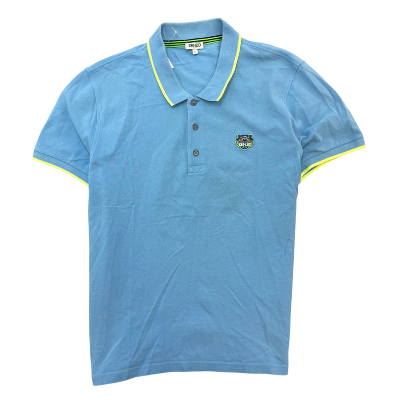 Men's Embroidered Logo Polo Shirt Blue Size L