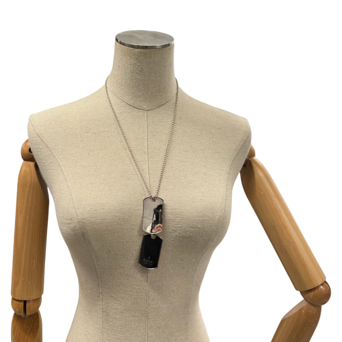 Men's Double Dog Tag Necklace Silver - Photo 2